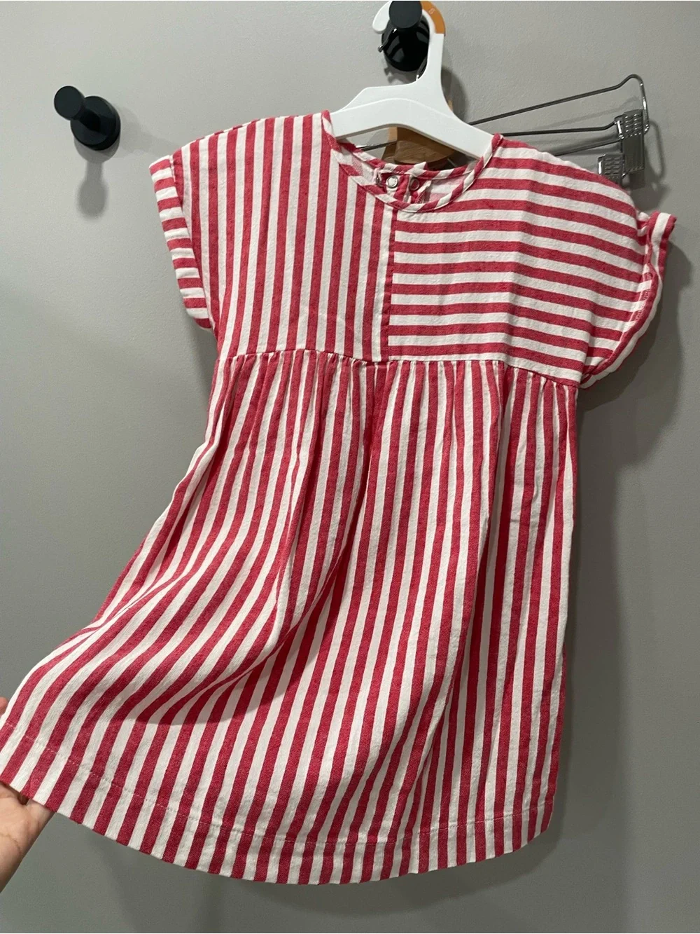 Zara Red and White Striped Cotton Kids Dress